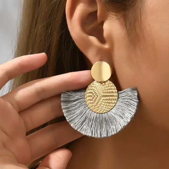 Handmade Colorful Tassel Dangle Earrings - Picture 3 of 10